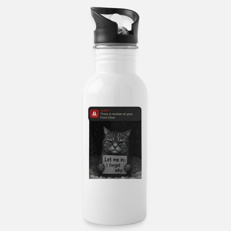 Katze hat eine Mitteilung für dich - Lustiger - Trinkflasche mit integriertem Trinkhalm - Weiß