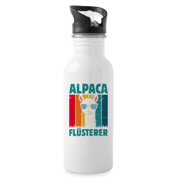 Alpaca Fan ALPACA FLÜSTERER Lama Lustiges - Water bottle with straw - white - Right