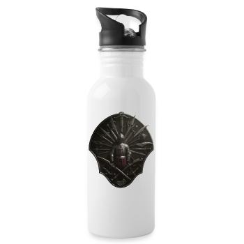 Crusader Shield Circle with Weapons - Water bottle with straw - white - Right