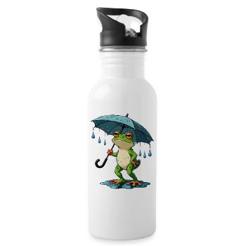 Regenfrosch mit Schirm - Trinkflasche mit integriertem Trinkhalm - Weiß - Rechts