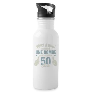 This is what a 50-year-old bomb looks like - Water bottle with straw - white - Right