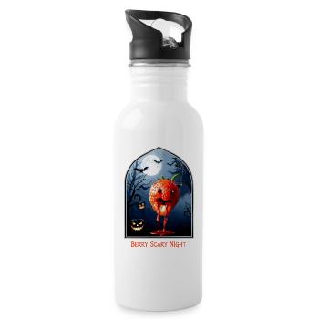 Erdbeer Halloween - Berry Scary Night - Trinkflasche mit integriertem Trinkhalm - Weiß - Rechts