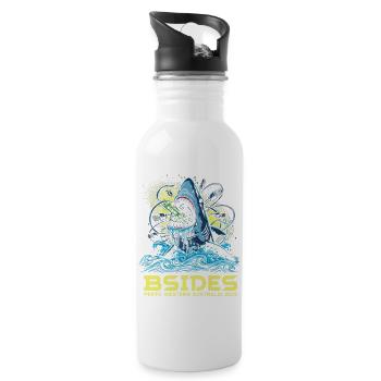 Shark Beat BSIDES Perth 2025 - Trinkflasche mit integriertem Trinkhalm - Weiß - Rechts