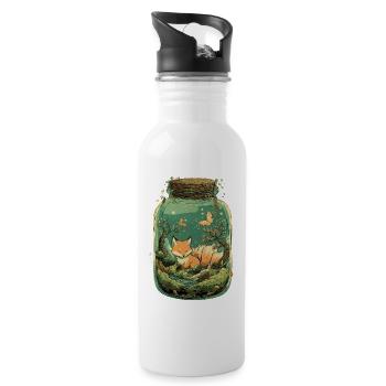 Kitsune Magique Renard Kawaii Terrarium - Gourde avec paille intégrée - blanc - Droite