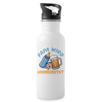 Dad-to-be DADDY IS PREPARED Funny - Water bottle with straw - white - Right