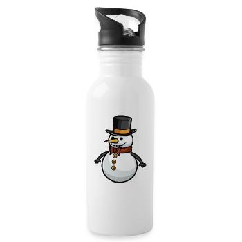 Snowman Winter Christmas - Water bottle with straw - white - Right