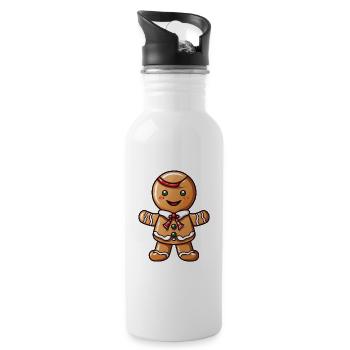 Christmas Gingerbread Baking Cookie - Water bottle with straw - white - Right