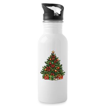 Tanne Xmas Weihnachten - Trinkflasche mit integriertem Trinkhalm - Weiß - Rechts