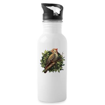 Spechte Specht - Trinkflasche mit integriertem Trinkhalm - Weiß - Rechts