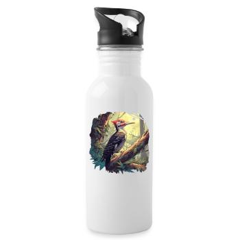 Spechte Specht - Trinkflasche mit integriertem Trinkhalm - Weiß - Rechts