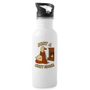 Oie de Noël Famille Douillette Vacances Design - Gourde avec paille intégrée - blanc - Droite