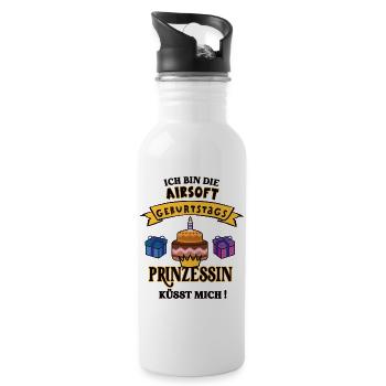 Airsofterin Birthday Airsoft Player Geb - Water bottle with straw - white - Right