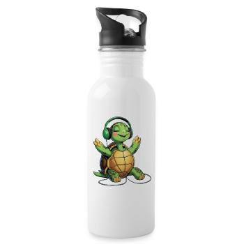 Music turtle with headphones - Water bottle with straw - white - Right