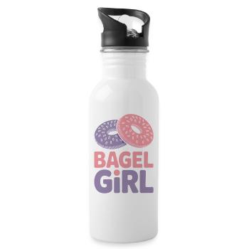 Bagels Spruch Bagel Mädchen Lustig Bagels Geschenk - Trinkflasche mit integriertem Trinkhalm - Weiß - Rechts
