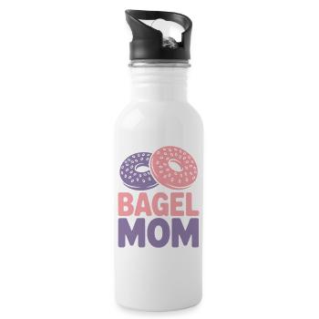 Bagels Saying Bagel Mom Funny Bagels Gift - Water bottle with straw - white - Right