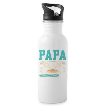 Father-to-be DAD SINCE 2026 Funny - Water bottle with straw - white - Right