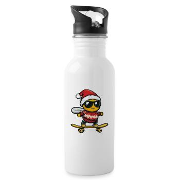 Biene Weihnachten Lustig - Trinkflasche mit integriertem Trinkhalm - Weiß - Rechts