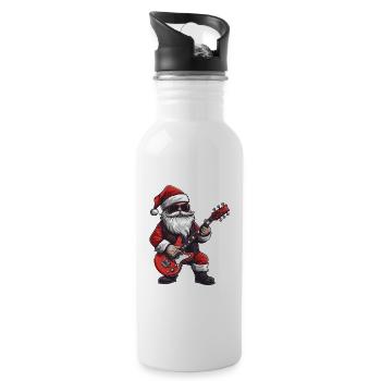 Weihnachtsmann Gitarre Santa - Trinkflasche mit integriertem Trinkhalm - Weiß - Rechts