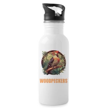 Spechte Specht - Trinkflasche mit integriertem Trinkhalm - Weiß - Rechts