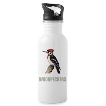 Spechte Specht - Trinkflasche mit integriertem Trinkhalm - Weiß - Rechts