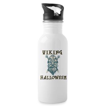 Viking Halloween Skull Design - Trinkflasche mit integriertem Trinkhalm - Weiß - Rechts