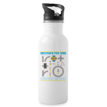 Modellbahn Modelleisenbahn Eisenbahn - Trinkflasche mit integriertem Trinkhalm - Weiß - Rechts