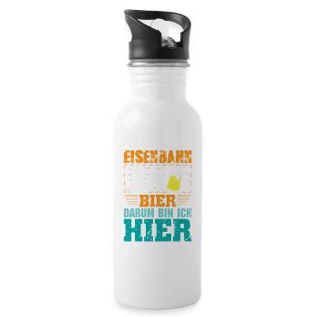 Modellbahn Modelleisenbahn Eisenbahn - Trinkflasche mit integriertem Trinkhalm - Weiß - Rechts