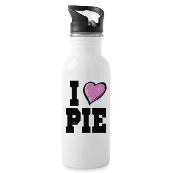 I love pie pink heart - Trinkflasche mit integriertem Trinkhalm - Weiß - Rechts