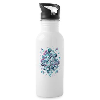 AI Abstract Coral - Trinkflasche mit integriertem Trinkhalm - Weiß - Rechts