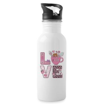  Liebevolle Rosa Teddybär XOXO Illustration für - Trinkflasche mit integriertem Trinkhalm - Weiß - Rechts