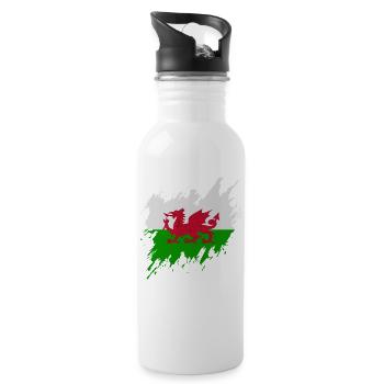 Flag of Wales, torn style - Water bottle with straw - white - Right