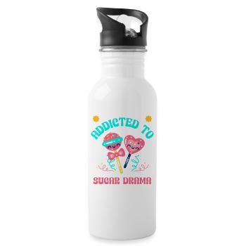 Süßigkeiten Lover Mode Zuckerjunkie Vibes - Trinkflasche mit integriertem Trinkhalm - Weiß - Rechts