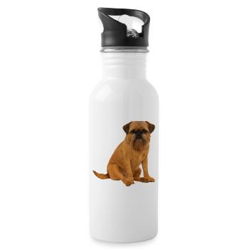 Belgian Dwarf Griffon Brussels Griffon - Water bottle with straw - white - Right