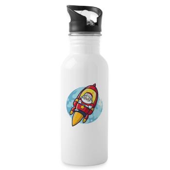 Santa Claus Rocket Santa Christmas - Water bottle with straw - white - Right