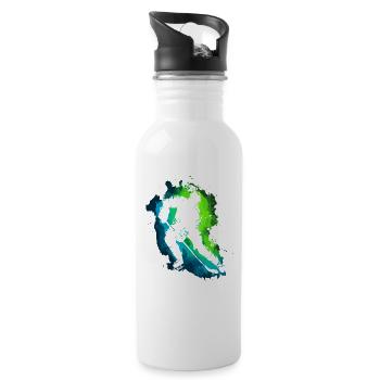 Eishockey Eishockeyspieler Mann - Trinkflasche mit integriertem Trinkhalm - Weiß - Rechts