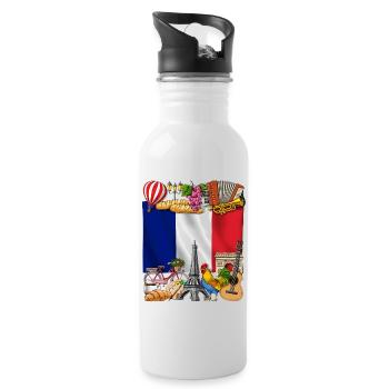 Frankreich - Trinkflasche mit integriertem Trinkhalm - Weiß - Rechts