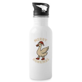 Oie Noël Drôle Père Noël Merry Honkmas - Gourde avec paille intégrée - blanc - Droite