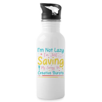 Artist Painter Graphic Not Lazy Just Saving Arts - Water bottle with straw - white - Right