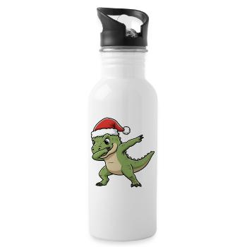 Weihnachts T-Rex Dab - Trinkflasche mit integriertem Trinkhalm - Weiß - Rechts