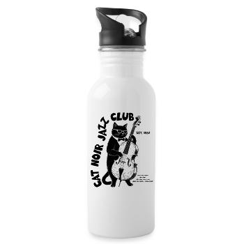 Cat Noir Jazz Club Double Bass Cat - Water bottle with straw - white - Right