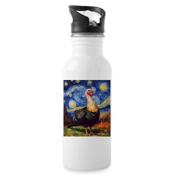 Turkey Bird Van Gogh Style - Water bottle with straw - white - Right