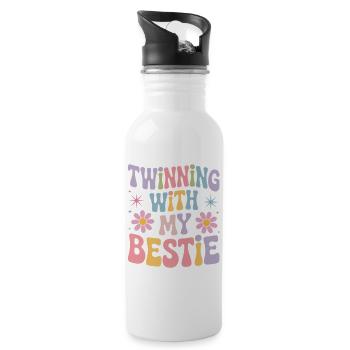 Best Friend Saying Funny Partner Look Gift - Water bottle with straw - white - Right
