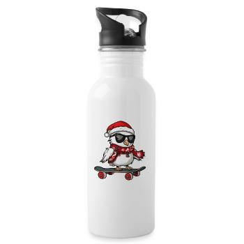 Colombe oiseau Noël drôle - Gourde avec paille intégrée - blanc - Droite