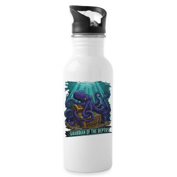 Deep Sea Guardian Octopus Treasure - Water bottle with straw - white - Right