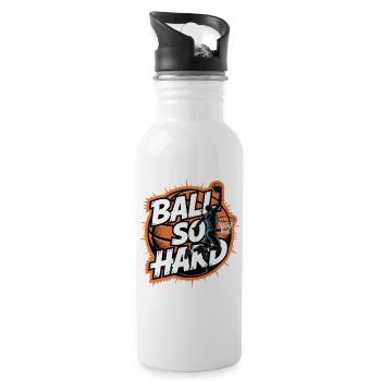 Basketball Passion Ball, si dur - Gourde avec paille intégrée - blanc - Droite
