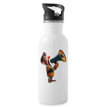 Cartoon Megaphone Speaker - Water bottle with straw - white - Right