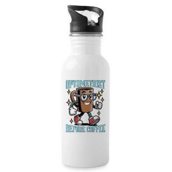 Optometrist Before Coffee Eye Doctor Coffee Lover - Water bottle with straw - white - Right
