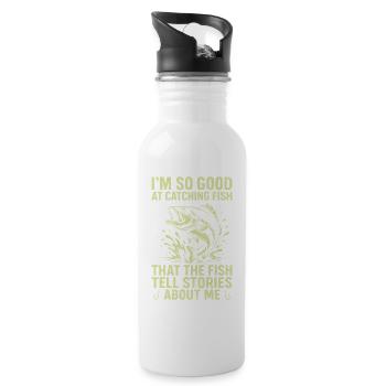Fishing Angler Fisherman Fish Funny Angler Saying - Water bottle with straw - white - Right