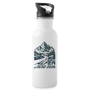 Alpen Cross 2026 - Fahrrad Wandern Routen - Trinkflasche mit integriertem Trinkhalm - Weiß - Rechts