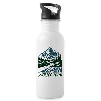 Alpen Cross 2026 - Fahrrad Wandern Routen - Trinkflasche mit integriertem Trinkhalm - Weiß - Rechts